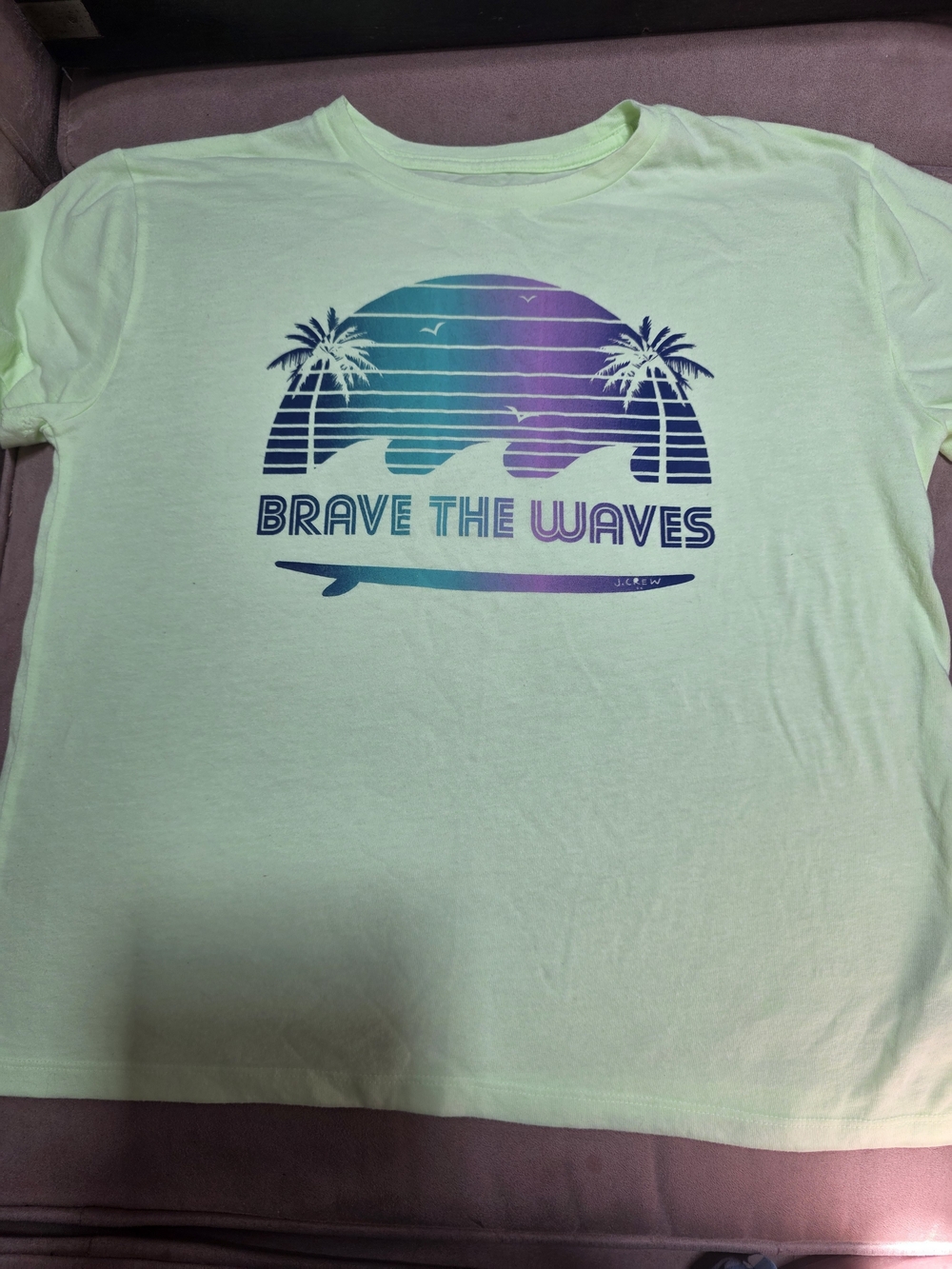 Crew Cuts By JCrew Girls Graphic Tee - Neon Yellow with Teal & Purple Print